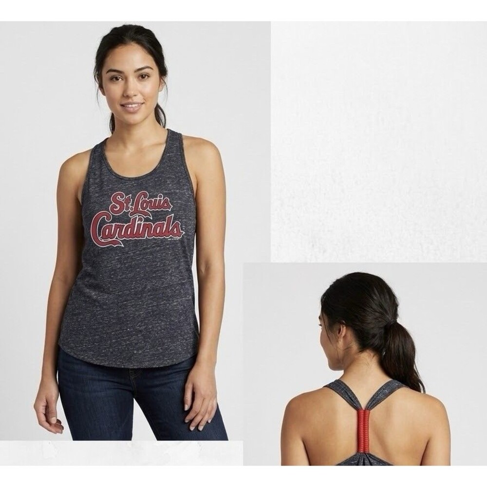 Touch Alyssa Milano St Louis Cardinals Tank Top Womens L Braided Racerback Navy